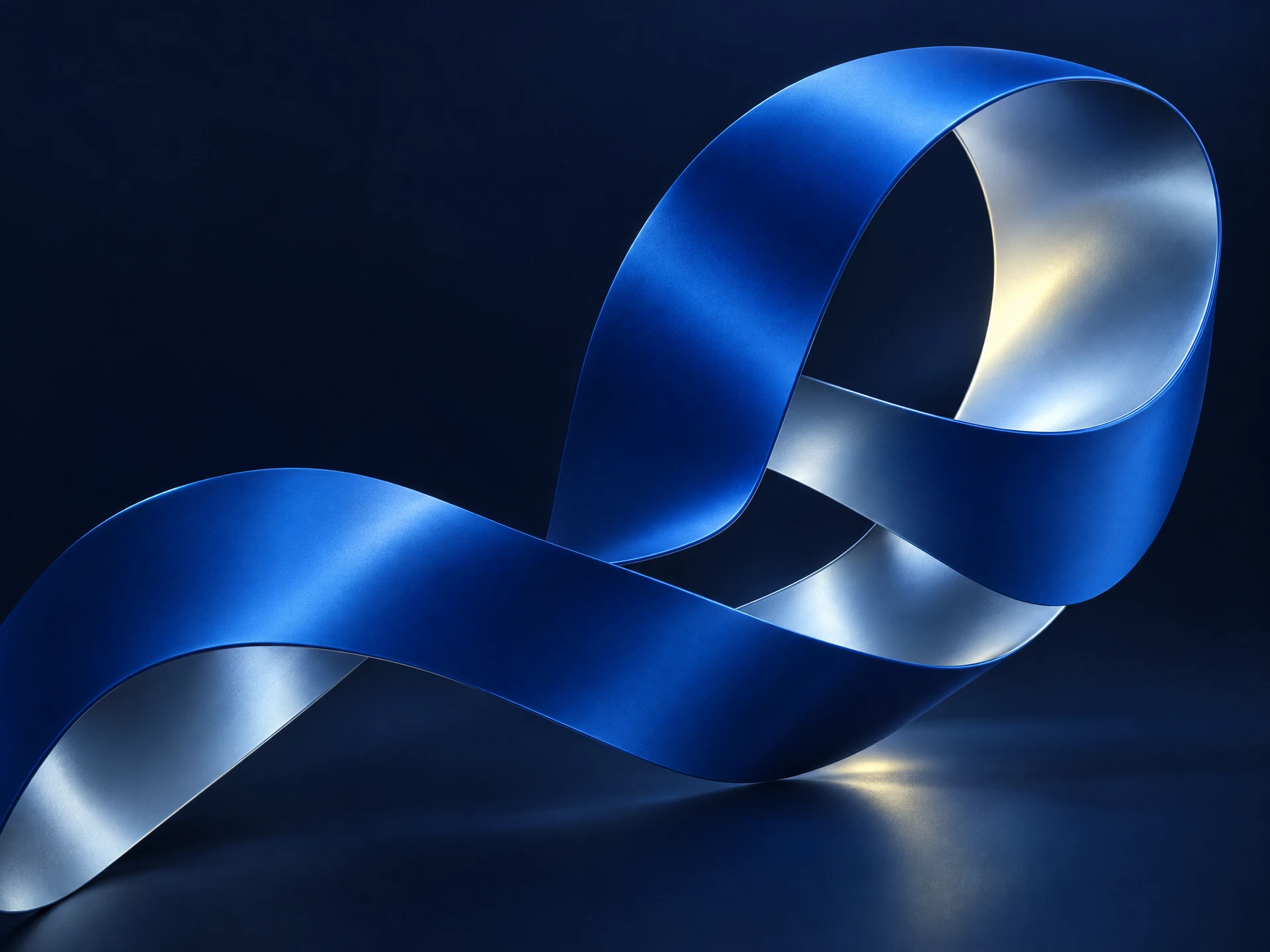Abstract cobalt ribbon forming a continuous path